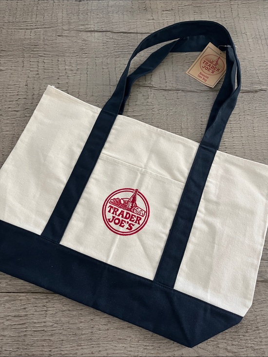 Trader Joe'S Other - Trader Joe's Navy and Cream Canvas Tote Bag